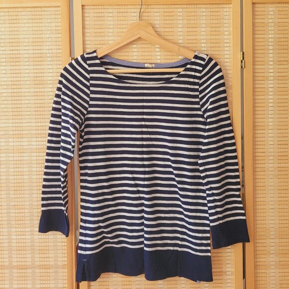 J.CREW Boat Neck Women's Stripped Mid-Sleeve Shirt - Picture 1 of 4